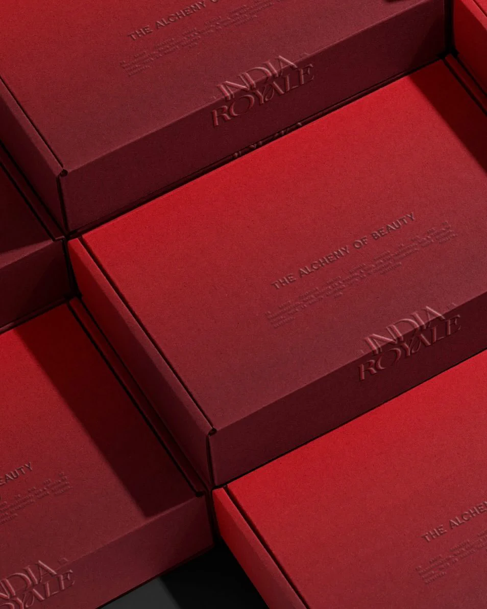 Deep red embossed rigid packaging boxes