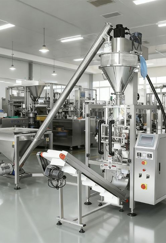 Powder filling and capping machine on a production floor