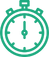 Green stylized clock icon with an hour and minute hand.