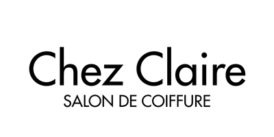 Logo text reading 'Chez Claire SALON DE COIFFURE' on a white background.
