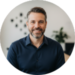 Blue checkmark symbol.