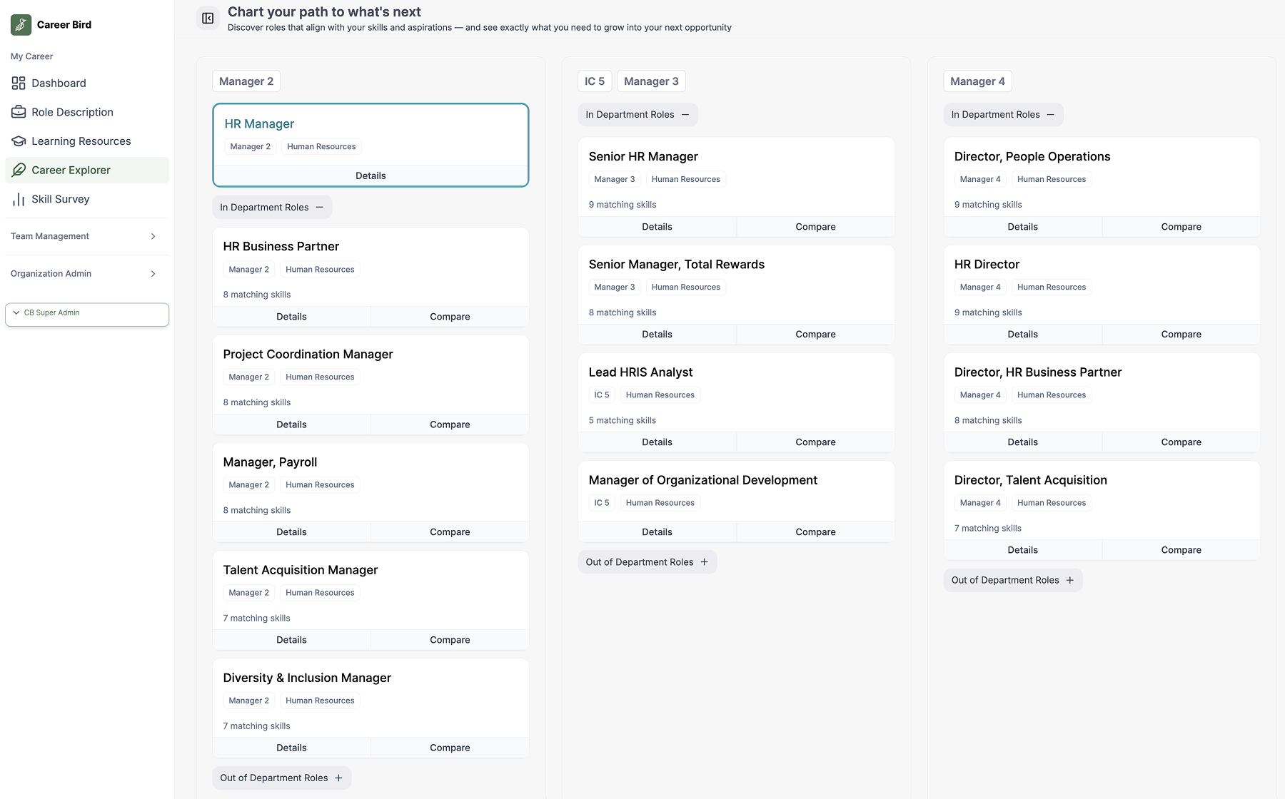 Learning Resources view Careerbird app screenshot.