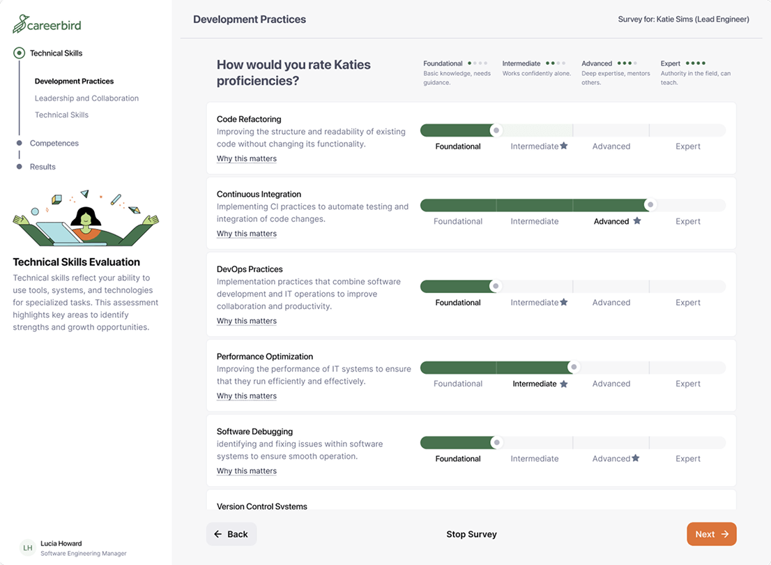 View survey results Careerbird app screenshot.