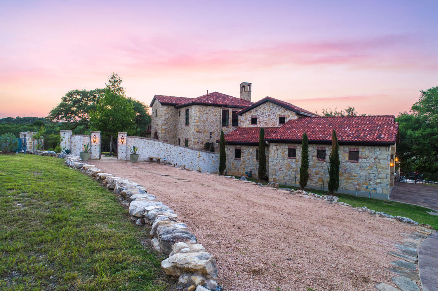 Home in Austin Texas hill country at sunset