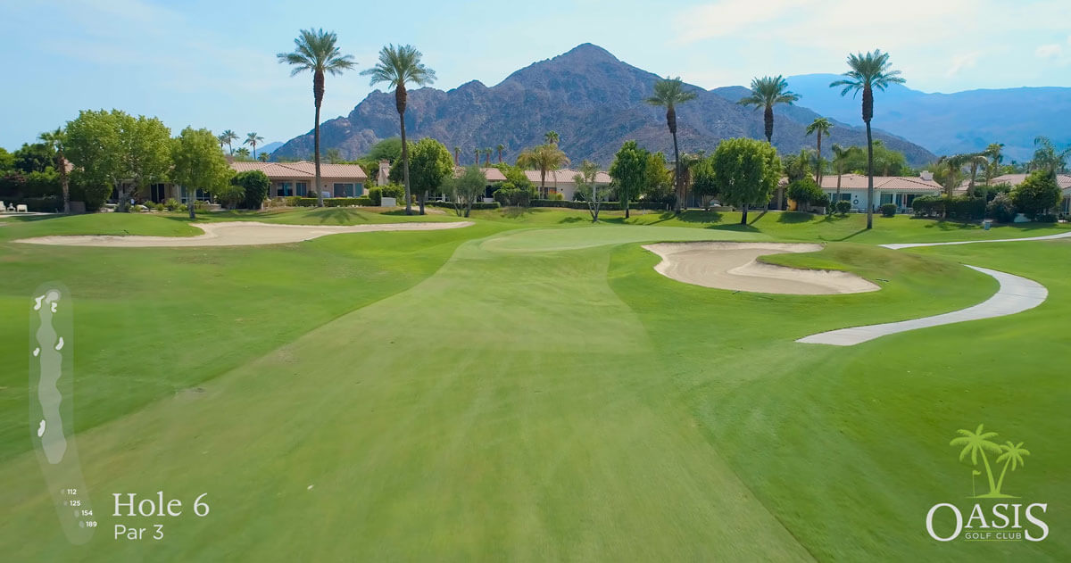 Drone video of a hole at a golf course showing map and layout
