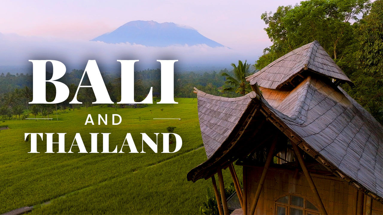 5k Drone video of Bali, Thailand, and Singapore including jungle bamboo treehouses, islands, and more