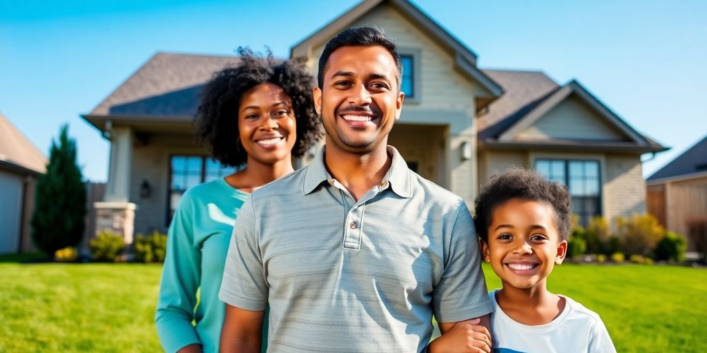 Family happy in new home.