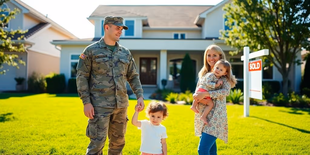 Military family looking at new house.