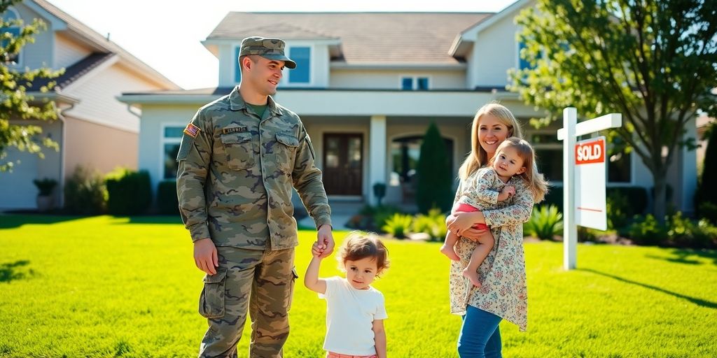 Military family looking at new house.