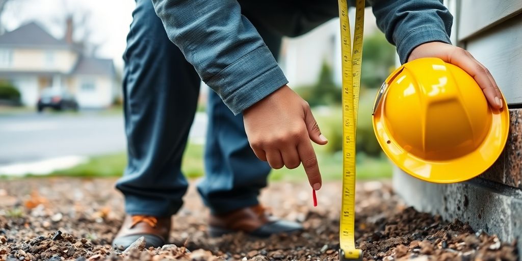 Inspector examining home's foundation.