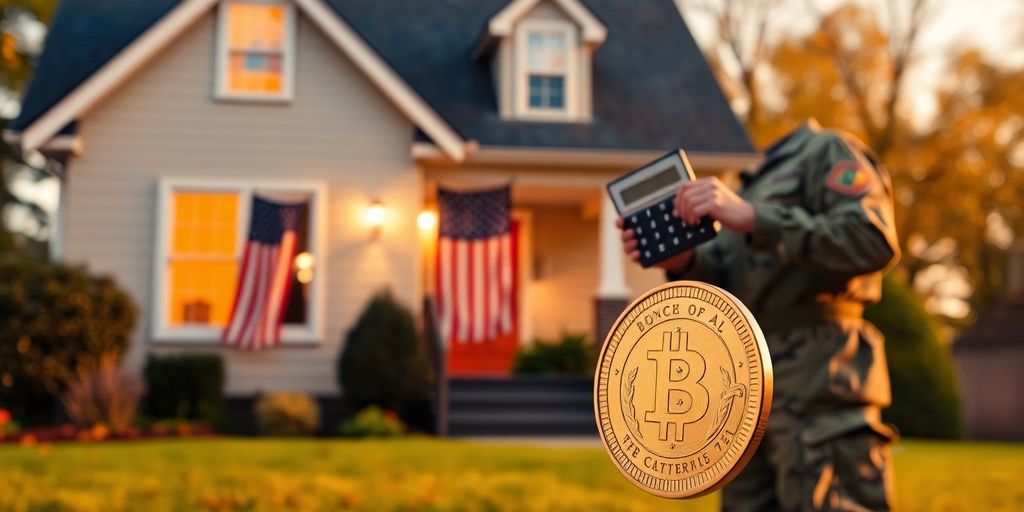 House, US flag, military personnel, and calculator.