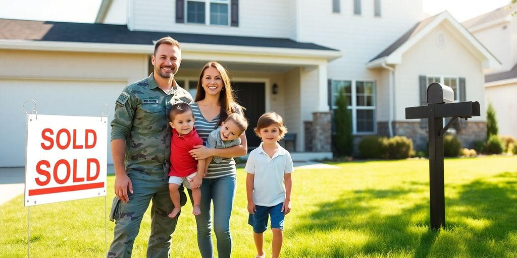 Military family looking at new house.