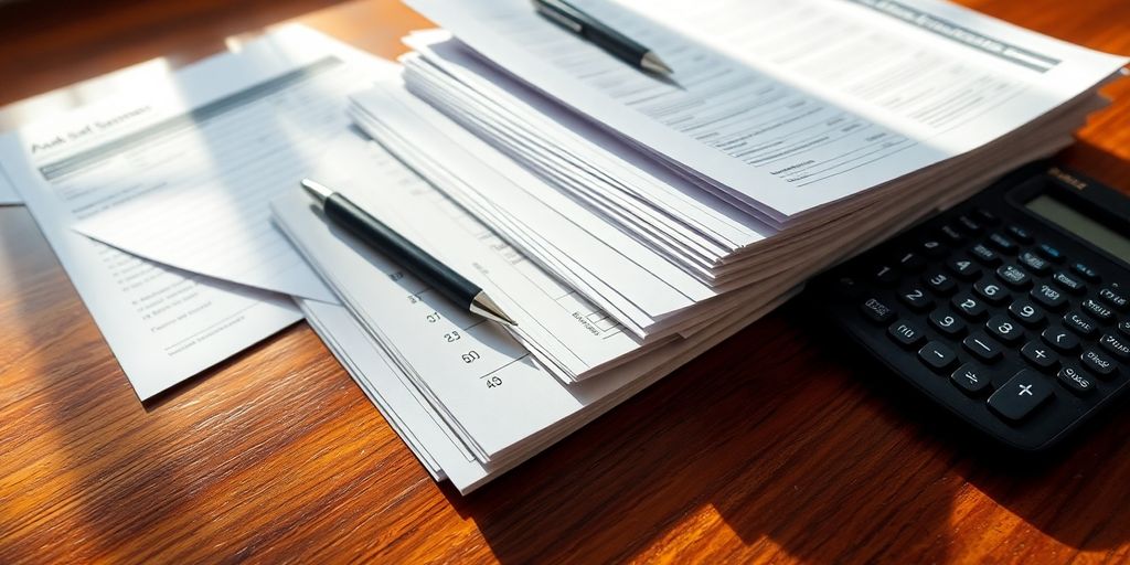 Documents on table for home loan preapproval.