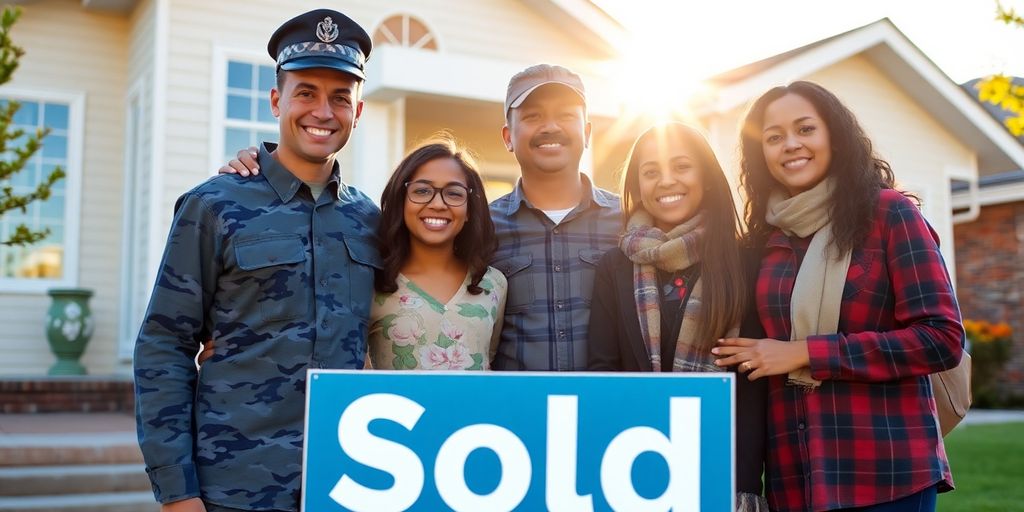 Military family looking at new house.