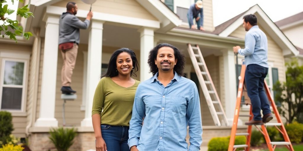 Home inspection, VA loan, happy couple.