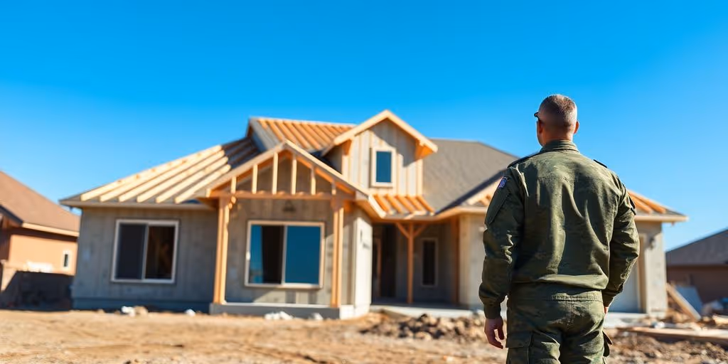 Military personnel, construction site, new home.