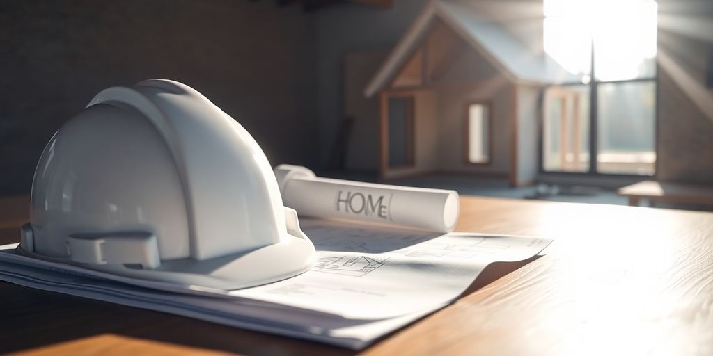 Construction site with VA loan documents.