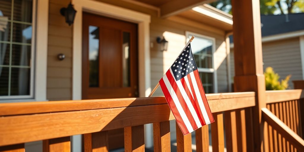 Military home, American flag