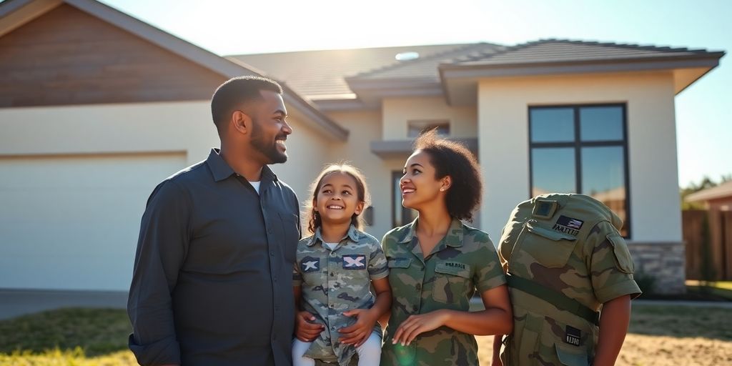 Military family looking at new house.