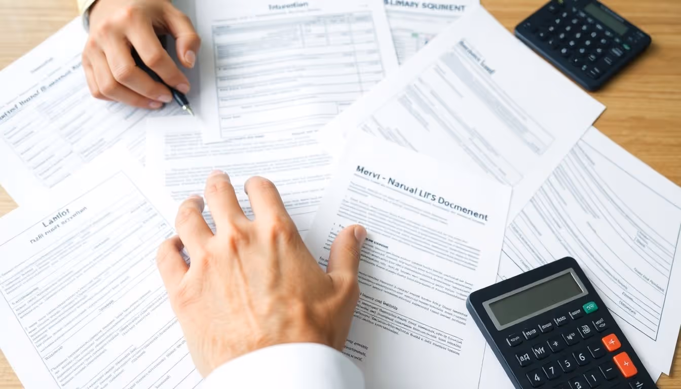 Person's hands holding a pen over loan documents.