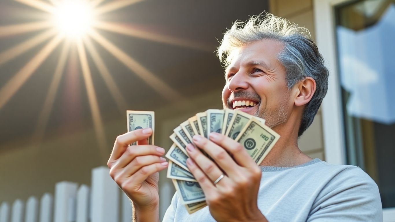 Homeowner with cash, happy about mortgage refinance.