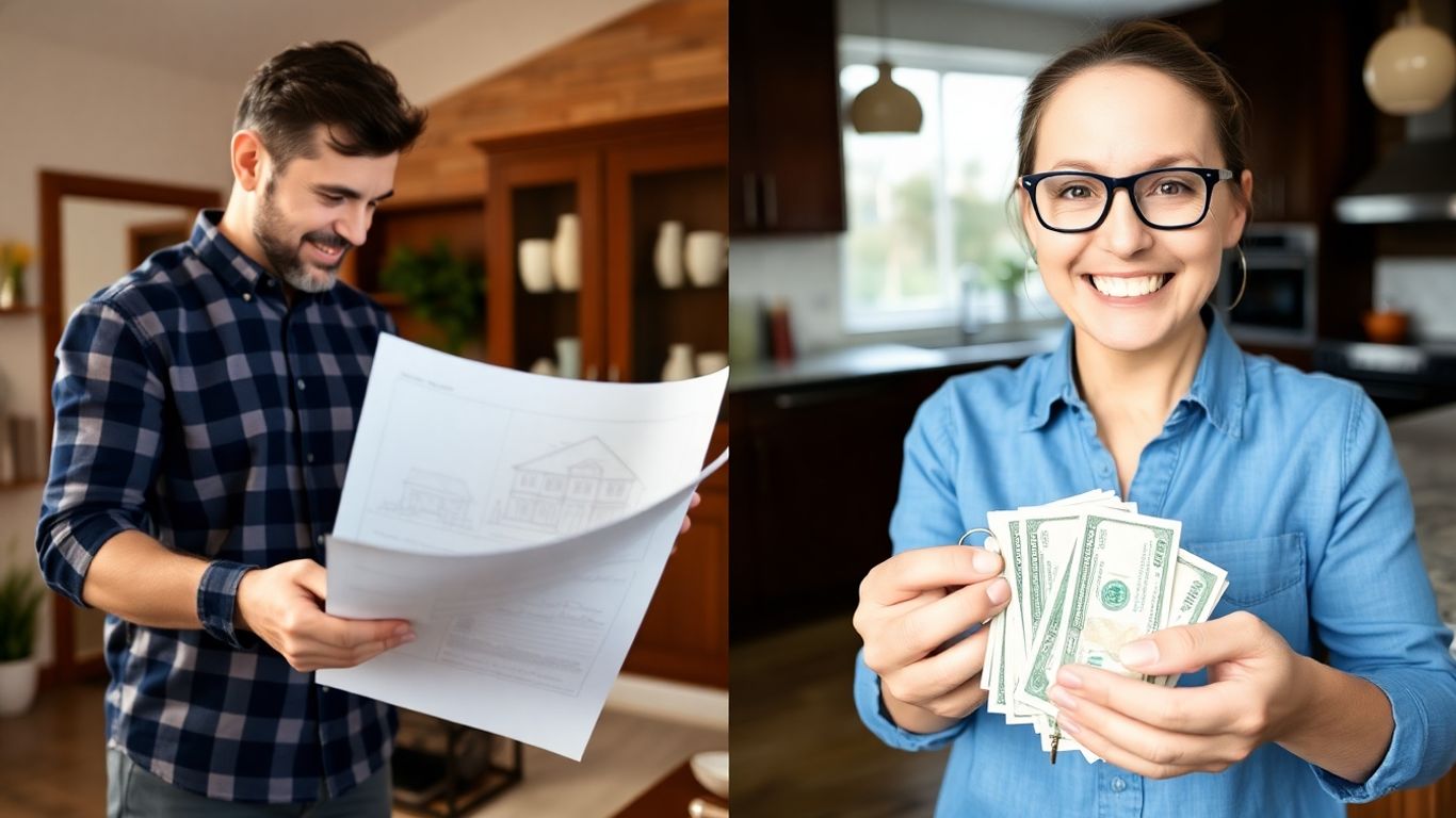 Homeowner choosing between loan and refinance for home improvement.