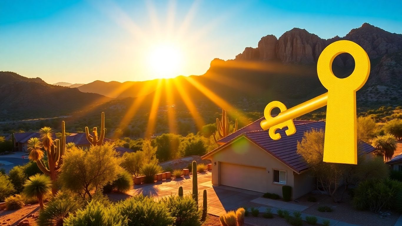 Arizona home with a golden key unlocking savings.