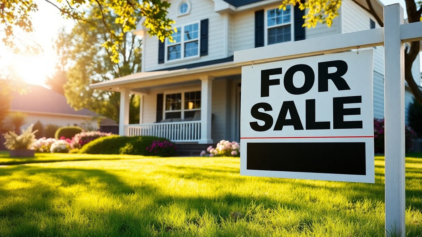 House with a for sale sign.