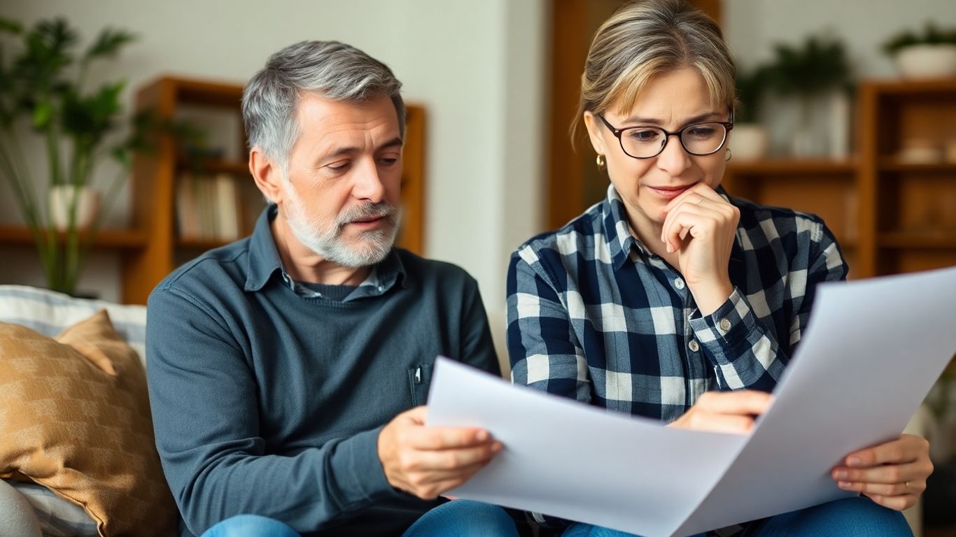 Homeowner reviewing financial documents for mortgage refinance.