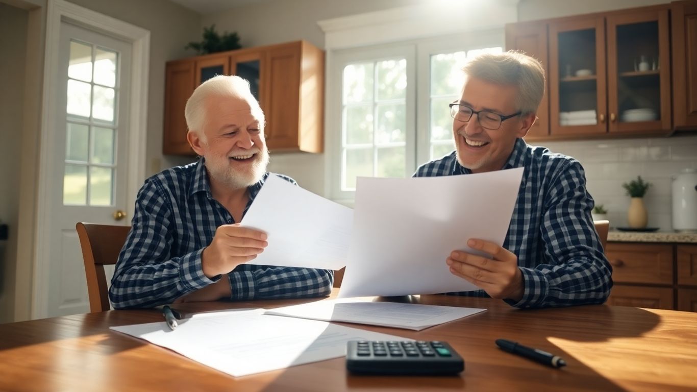 Homeowner reviewing mortgage documents with a calculator.