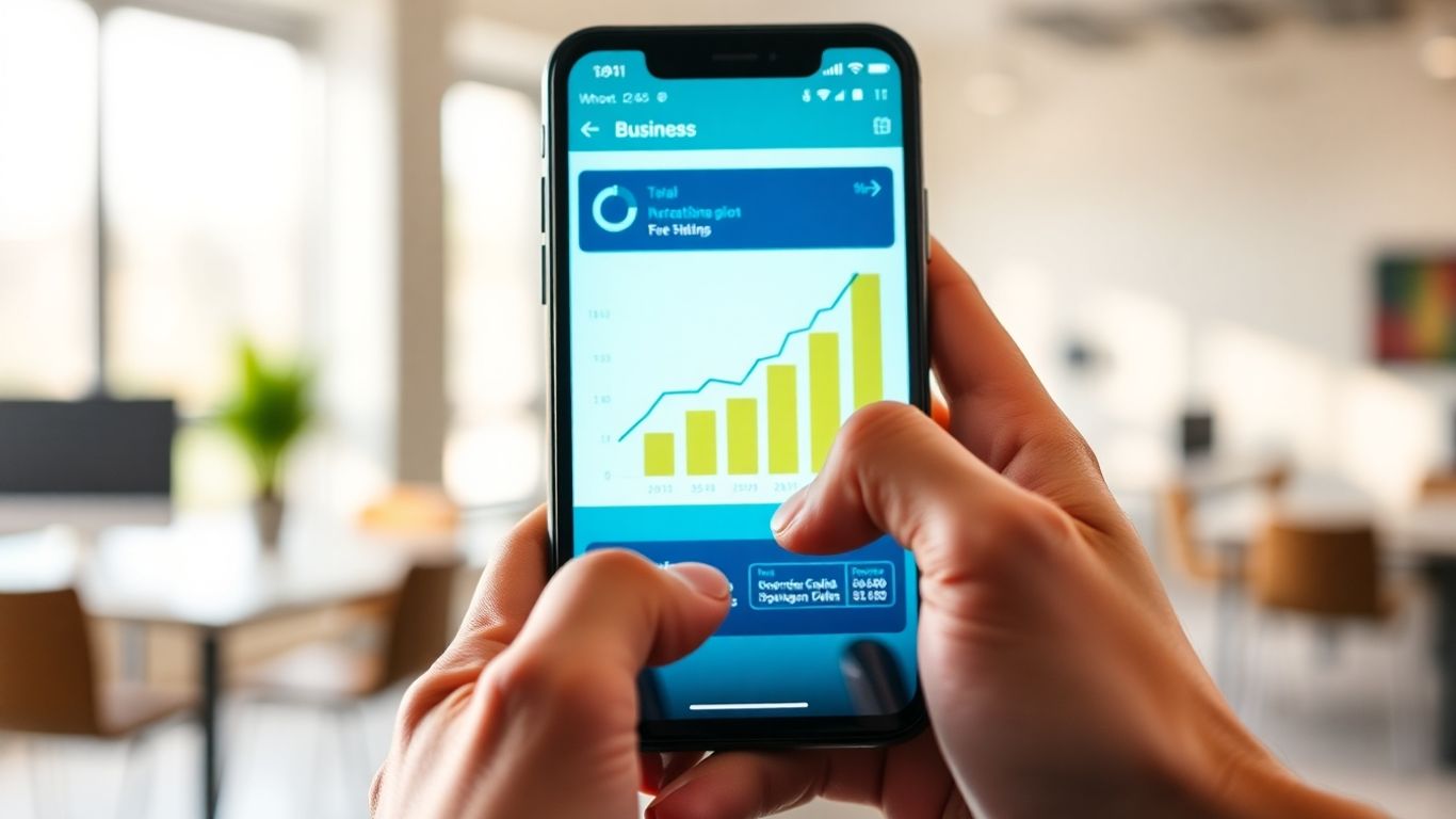 Business growth chart on a smartphone screen.