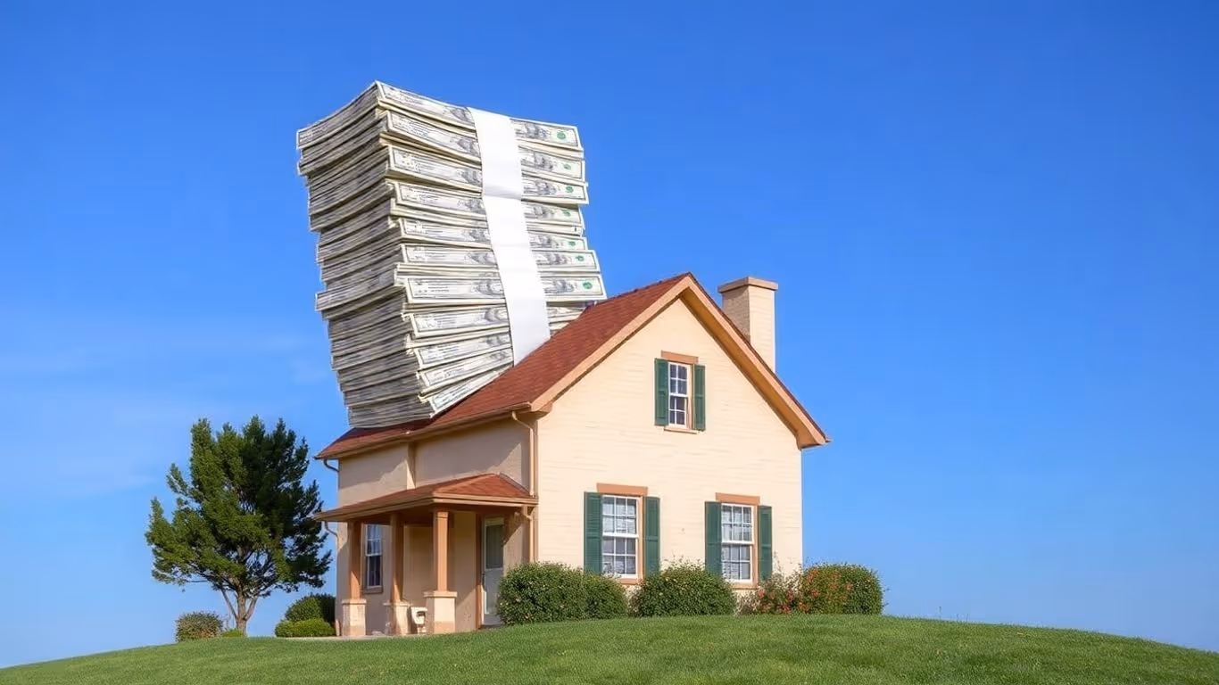 House with cash emerging from roof