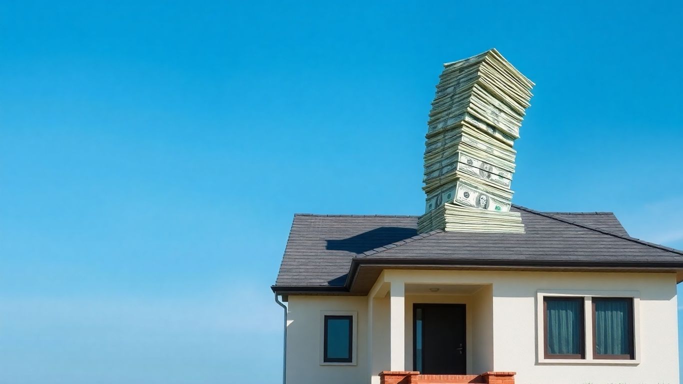 House with cash emerging from roof