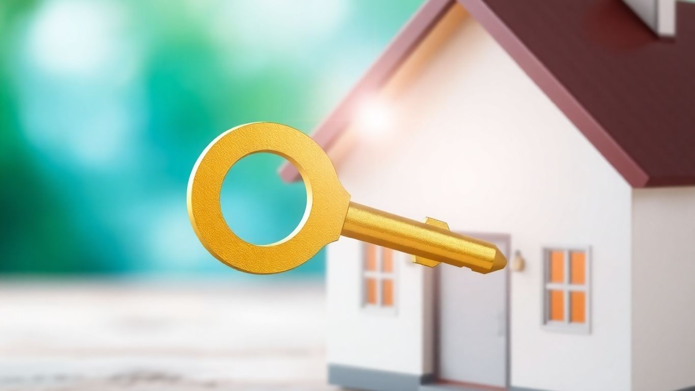 House with golden key symbolizing equity