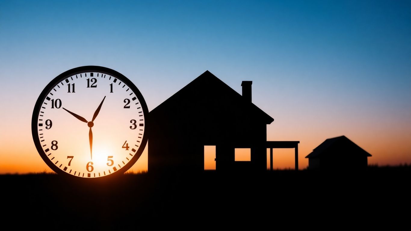 Mortgage refinance timeline with clock and house