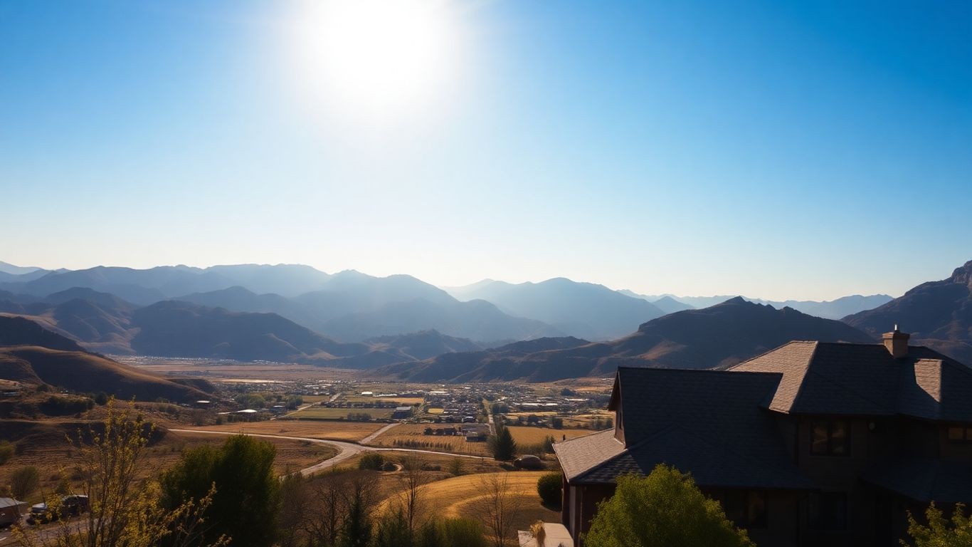 Utah landscape with a house and clear sky.
