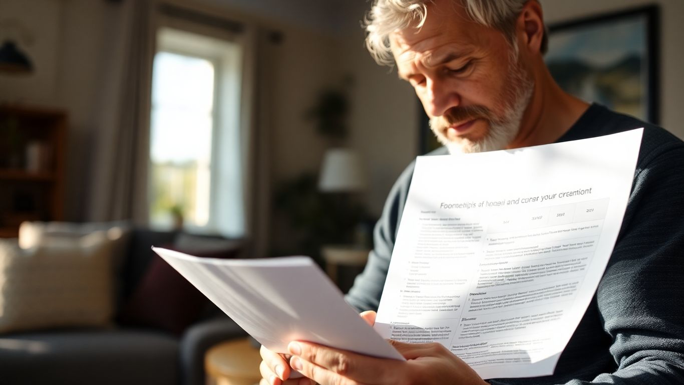 Homeowner reviewing mortgage documents for refinancing.