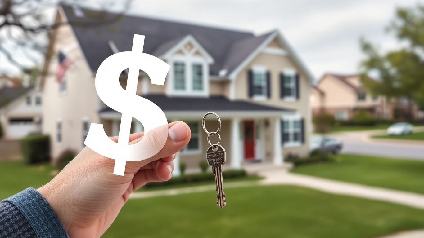 House with dollar sign and key