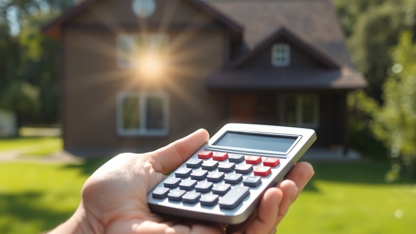 Mortgage refinance calculator with house and money.
