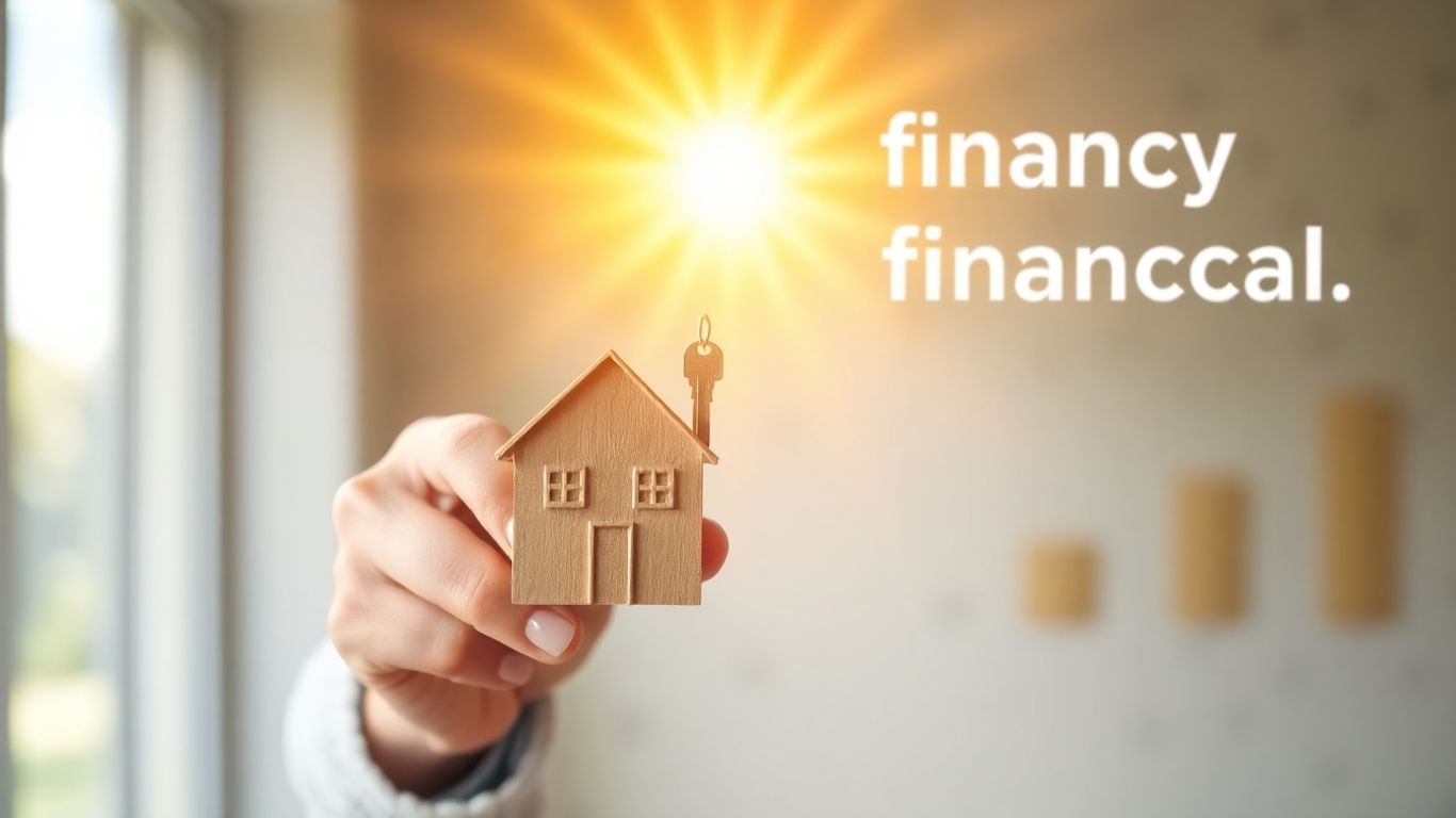 Person holding house key, financial growth background