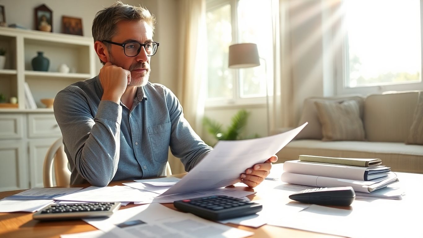 Homeowner comparing mortgage refinance lender options.