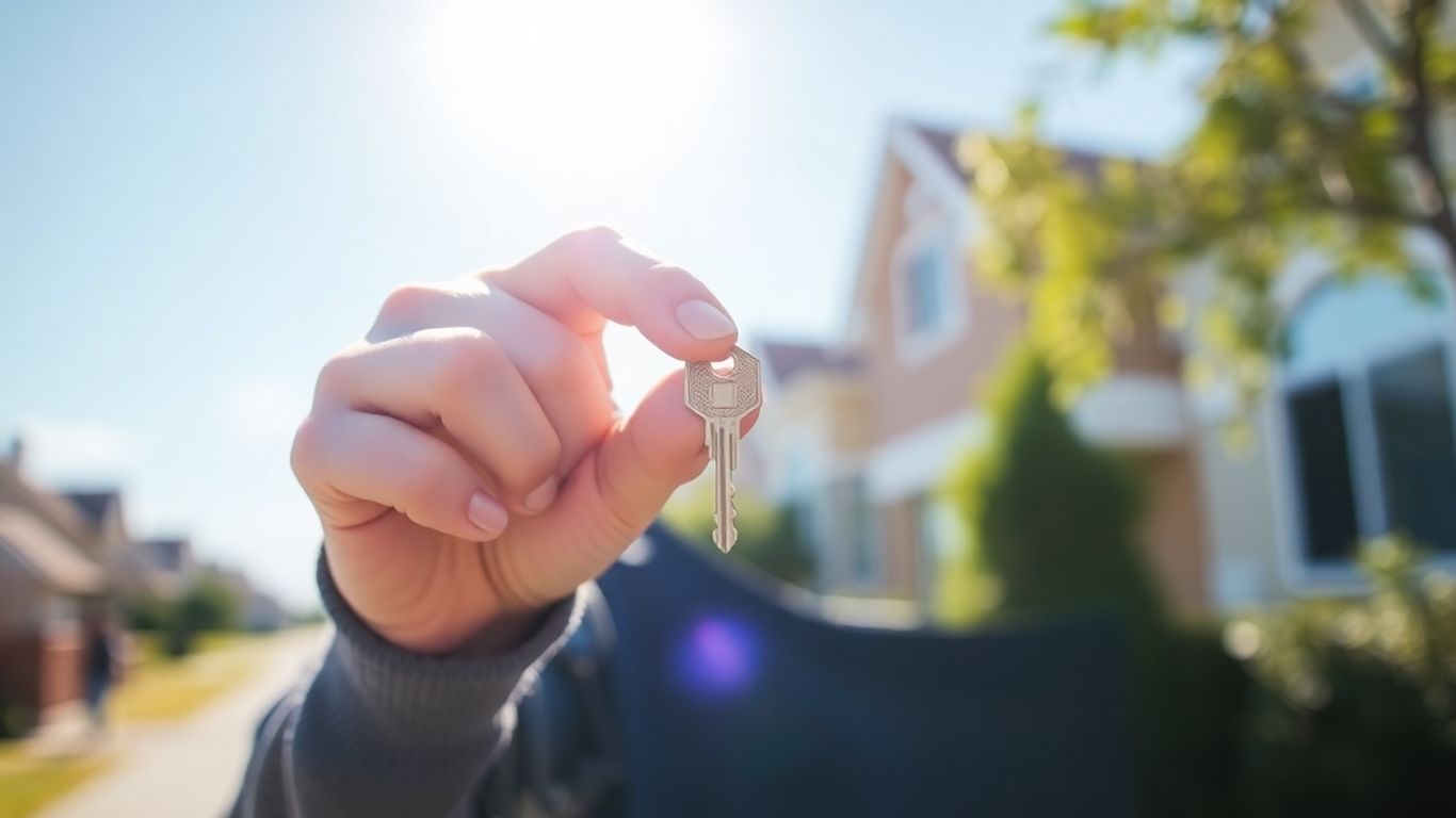 Person holding house key, considering mortgage refinance