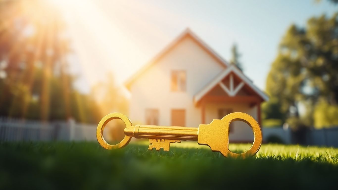 House with golden key, symbolizing mortgage refinance savings.