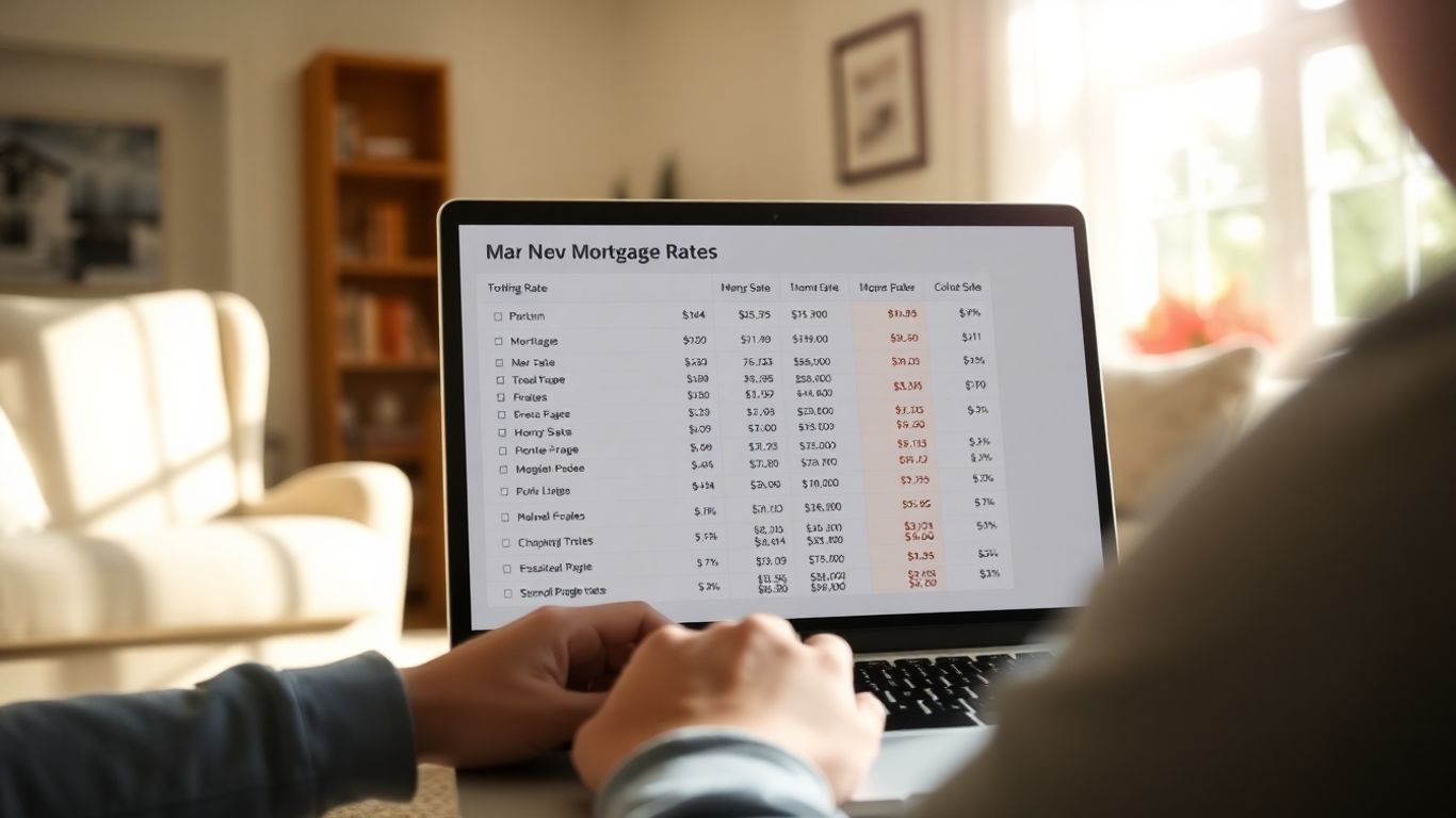 Person comparing mortgage rates on a laptop.