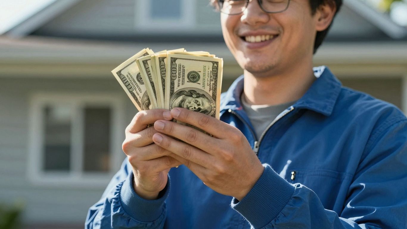 Homeowner with money and house, happy about refinance.