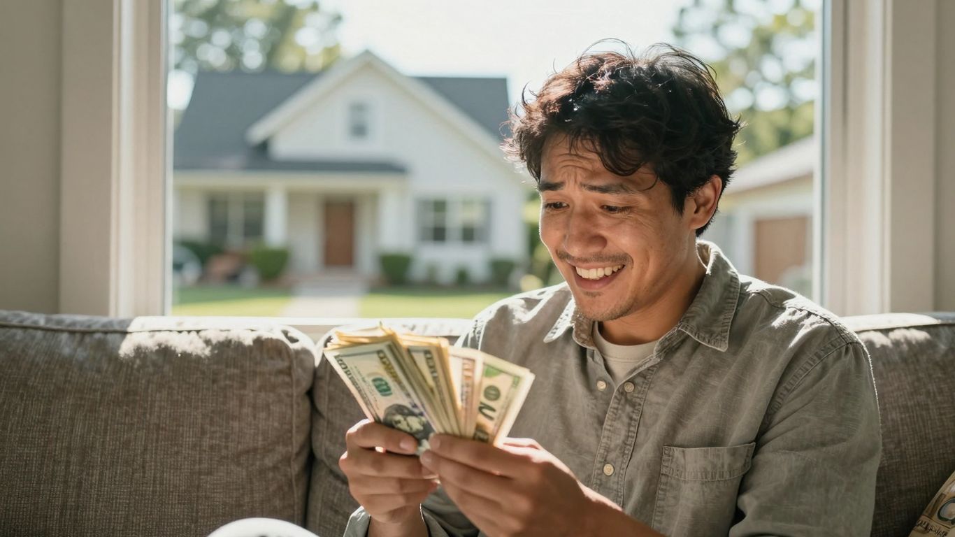 Homeowner with cash and house, happy about refinance.