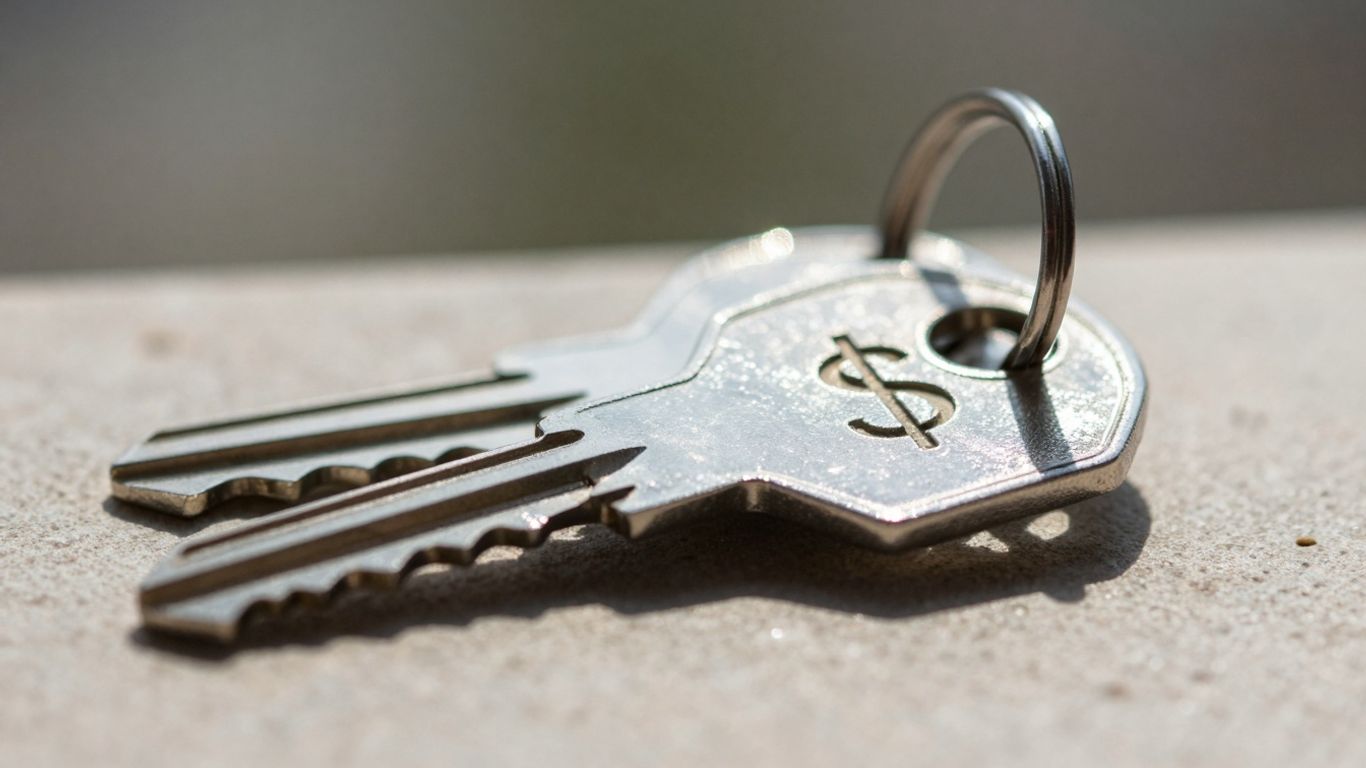 House key with dollar sign, symbolizing savings.