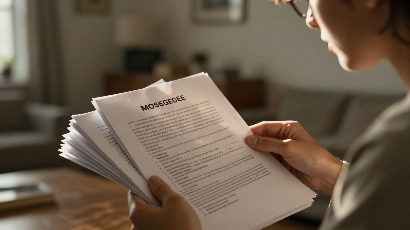 Homeowner reviewing mortgage refinance documents.