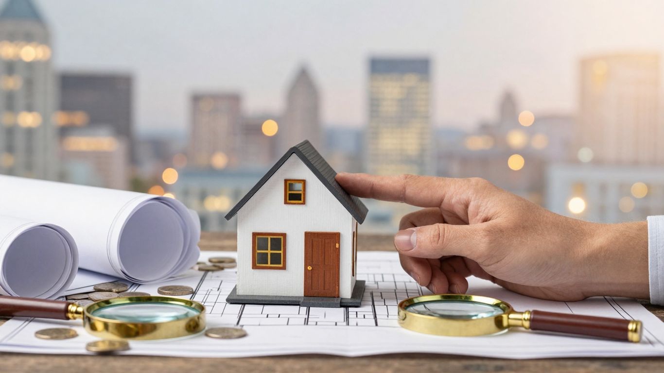 Homeowner reviewing mortgage refinance options with coins.