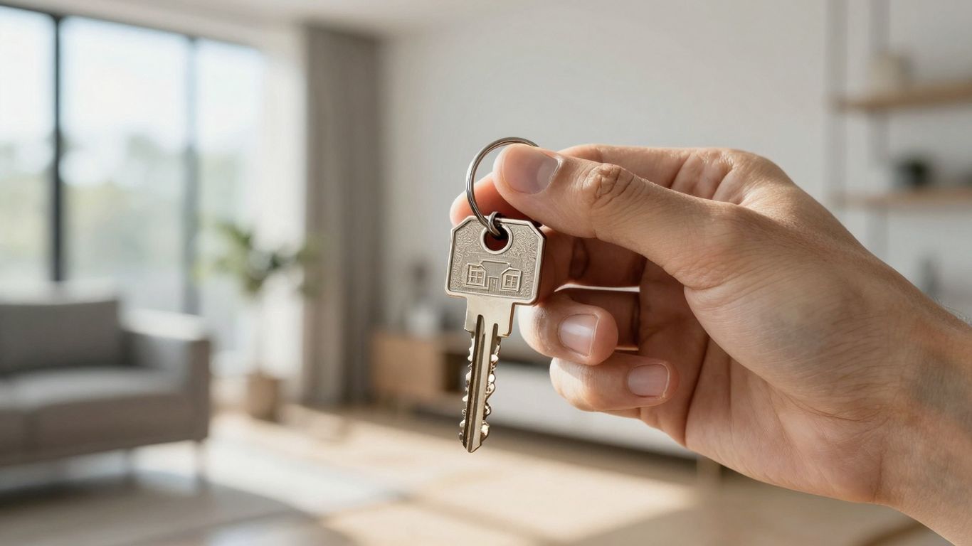 House key with blurred home background